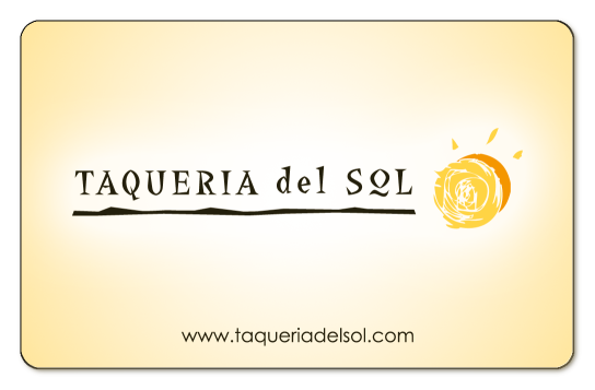 taqueria del sol sun logo on a pale yellow gradient background
